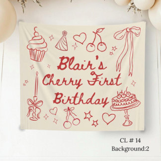 Cherry First Birthday Decorations cherry on top Tapestry