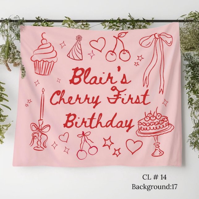Cherry First Birthday Decorations cherry on top  Tapestry (Creator Uploaded)