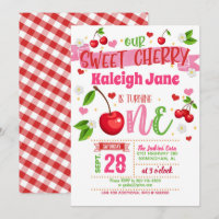 Cherry First Birthday Invitation