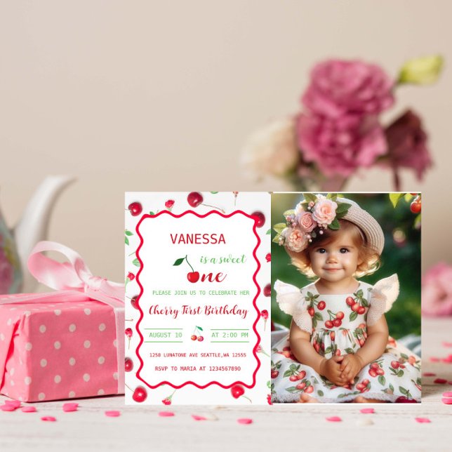 Cherry First Birthday Invitation (Creator Uploaded)