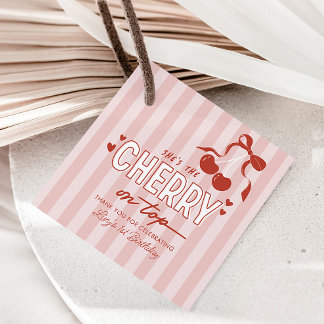 Cherry First Coquette Girls 1st Birthday Favour Tags