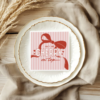 Cherry First Coquette Girls 1st Birthday Napkin