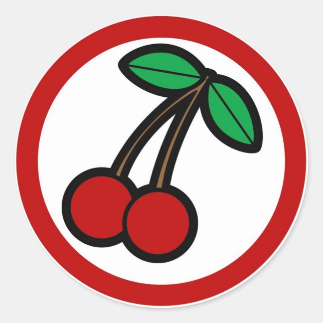 Cherry flavour visual circle sticker labels (Front)
