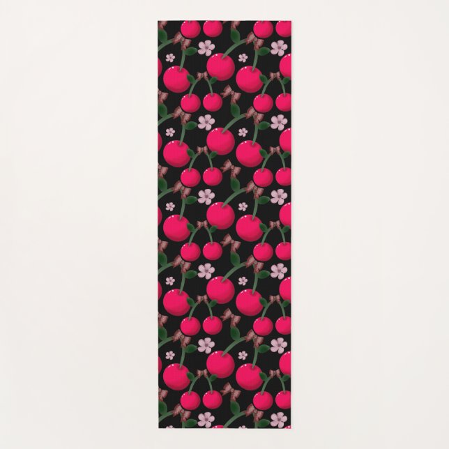 Cherry floral pattern  yoga mat (Front)