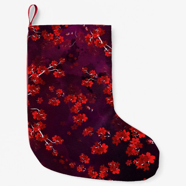 Cherry Flower 3 Small Christmas Stocking (Front)