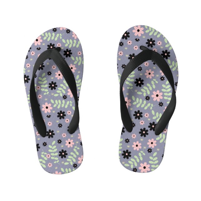 cherry flowers pattern  kid's jandals (Footbed)