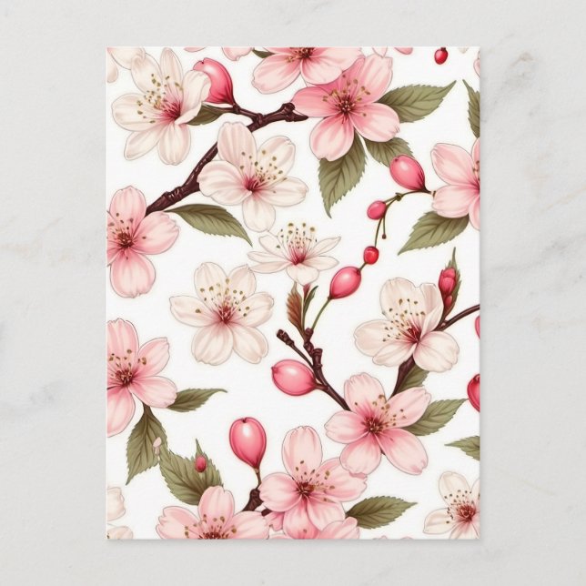 Cherry Flowers Pattern Postcard (Front)
