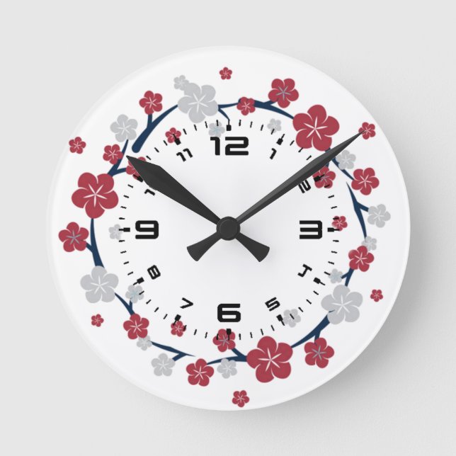 Cherry flowers round clock (Front)