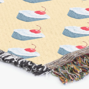 Cherry Frosted Cupcake Throw Blanket