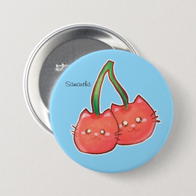 Cherry Fruit Cats 7.5 Cm Round Badge (Front & Back)