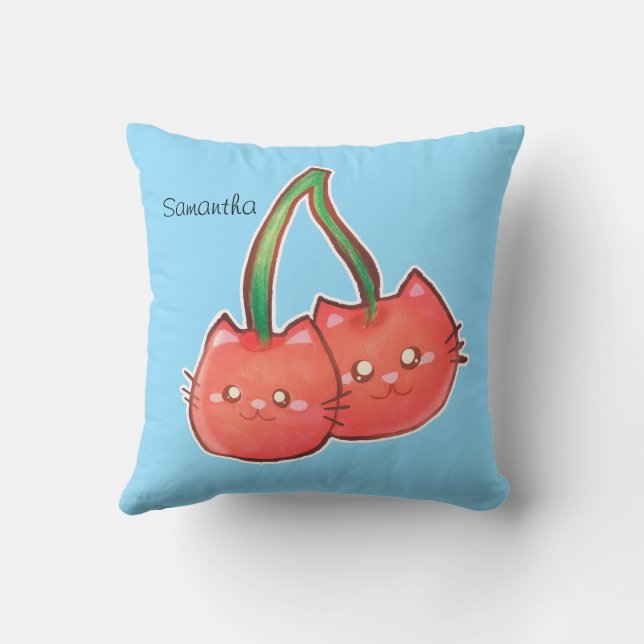 Cherry Fruit Cats Cushion (Back)