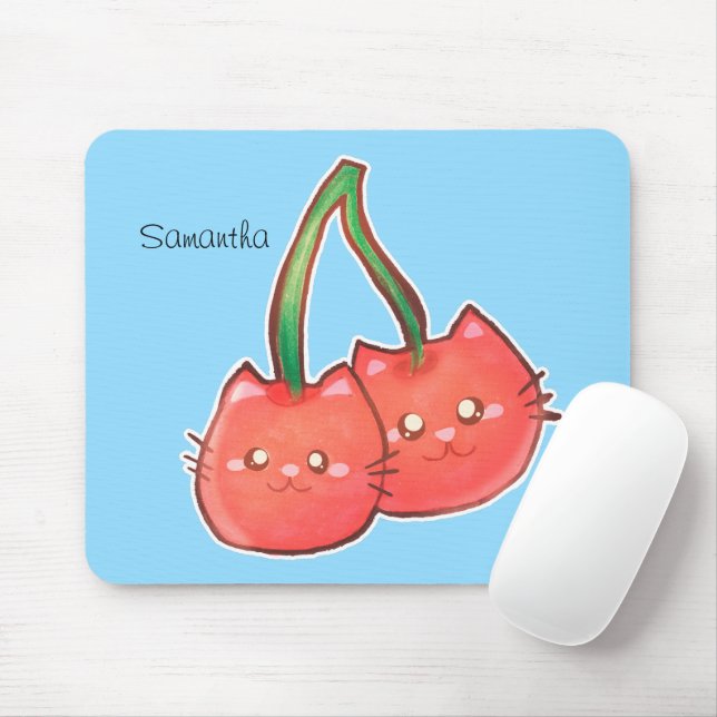 Cherry Fruit Cats Mouse Pad (With Mouse)