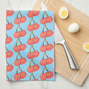 Cherry Fruit Cats Tea Towel