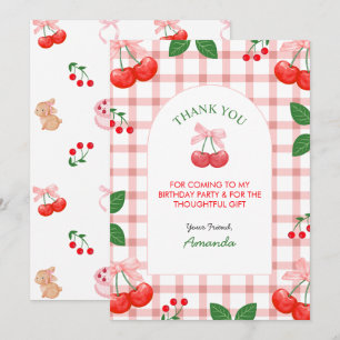 Cherry Fruit First Birthday Party Thank You Card