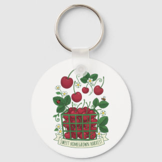 Cherry Fruit Food Prunus Sweet Basket  Key Ring