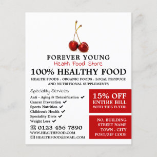 Cherry Fruit, Health Food Store Advertising Flyer