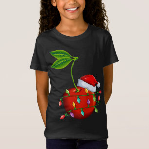 Cherry Fruit Lover Xmas Santa Hat Cherry Christmas T-Shirt