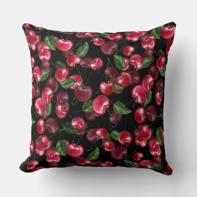 Cherry Fruit on black Cushion (Front)