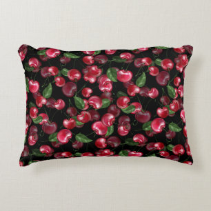 Cherry Fruit on black Decorative Cushion