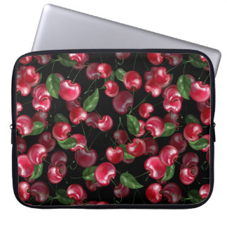 Cherry Fruit on black Laptop Sleeve