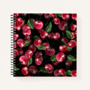 Cherry Fruit on black Notebook