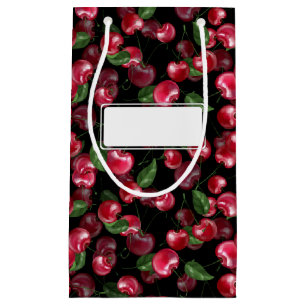 Cherry Fruit on black Small Gift Bag