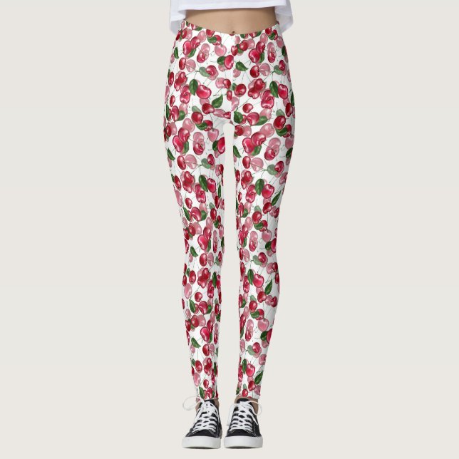Cherry Fruit pattern Leggings (Front)