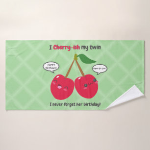 Cherry fruit twins birthday cute kawaii cartoon bath towel set