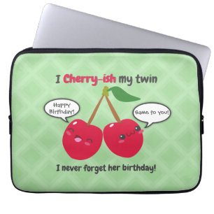 Cherry fruit twins birthday cute kawaii cartoon laptop sleeve