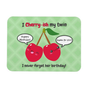 Cherry fruit twins birthday cute kawaii cartoon magnet
