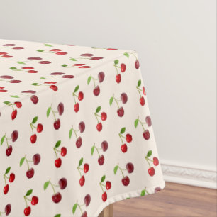 Cherry Fruits on Light Champagne Beige Tablecloth