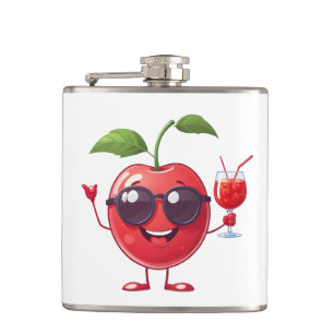 Cherry Fun Cheerful Vacation Tropical Drink Party Hip Flask