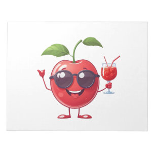 Cherry Fun Cheerful Vacation Tropical Drink Party Notepad