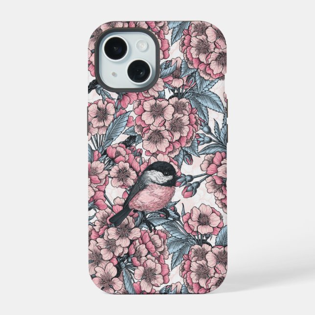 Cherry garden iPhone 15 case (Back)