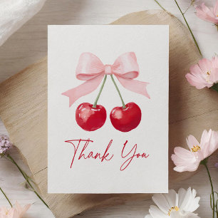 Cherry Gingham Baby Shower Thank You Card