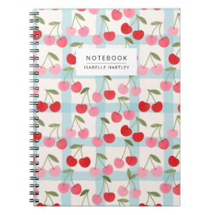 Cherry Gingham Check Pattern in Red and Pink Notebook