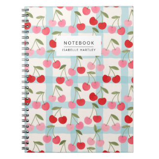 Cherry Gingham Check Pattern in Red and Pink Notebook