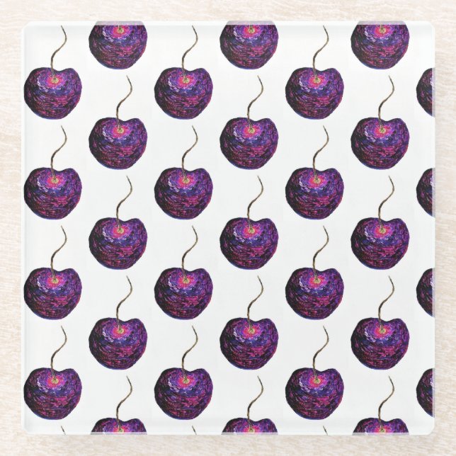 Cherry Glass Coaster (Front)