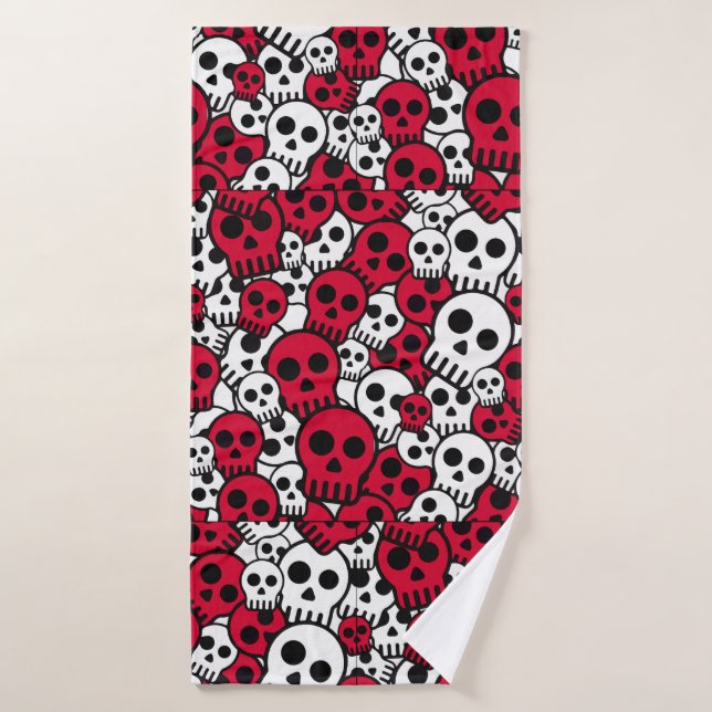 Cherry Gothic Skull Pattern Print Bath Towel (Bath Towel)