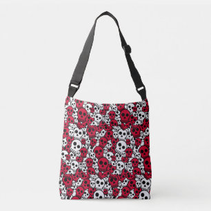 Cherry Gothic Skull Pattern Print Crossbody Bag