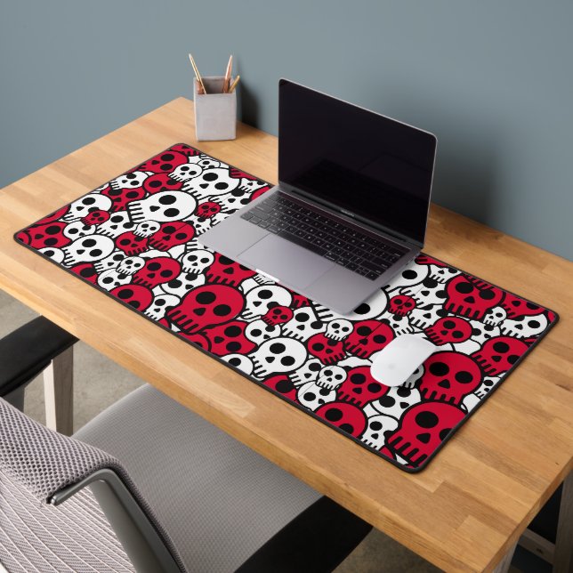 Cherry Gothic Skull Pattern Print Desk Mat (Office 2)