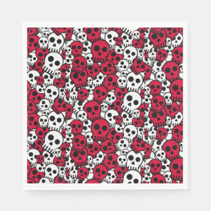 Cherry Gothic Skull Pattern Print Napkin