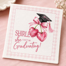 Cherry Graduation Napkins, Pink Coquette