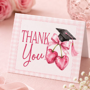 Cherry Graduation Napkins, Pink Coquette Thank You Card