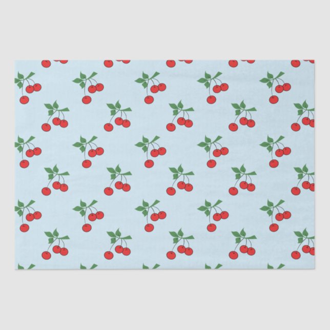 Cherry Graphic Modern Red Cherries Tissue Paper (Front)