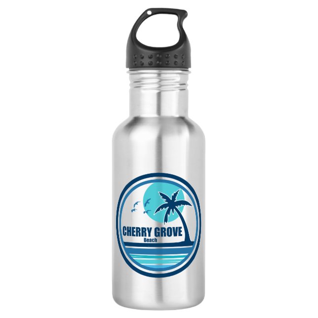 Cherry Grove Beach South Carolina Palm Tree Birds 532 Ml Water Bottle (Front)