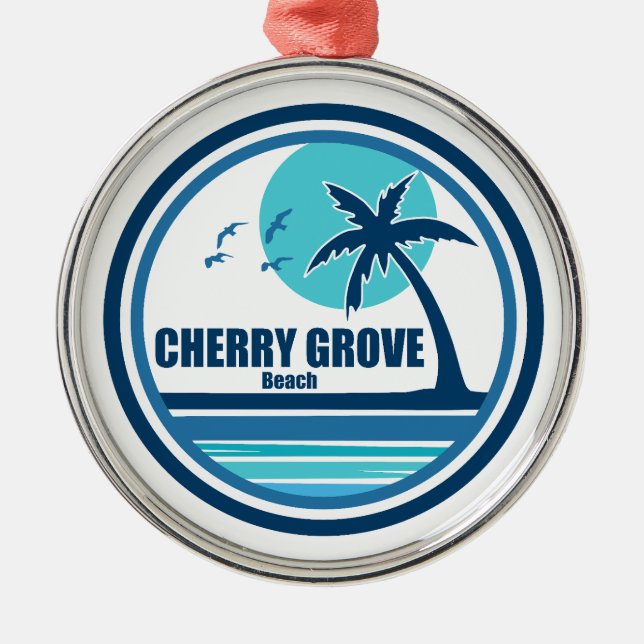 Cherry Grove Beach South Carolina Palm Tree Birds Metal Tree Decoration (Front)