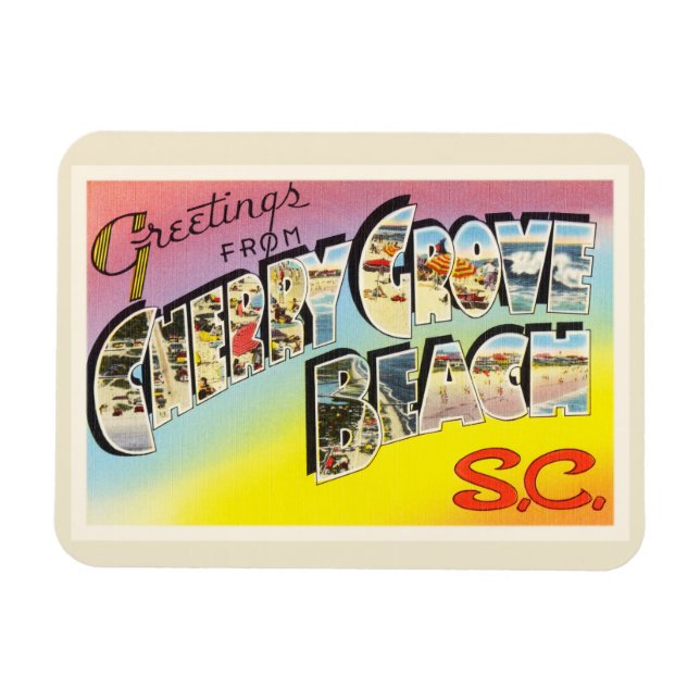 Cherry Grove Beach South Carolina SC Old Postcard- Magnet (Horizontal)