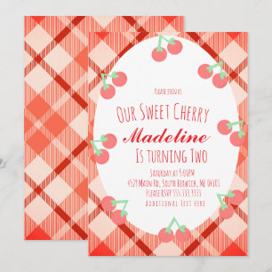 Cherry Hand Drawn Berry Sweet Birthday Invitation