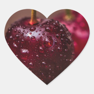 Cherry heart sticker